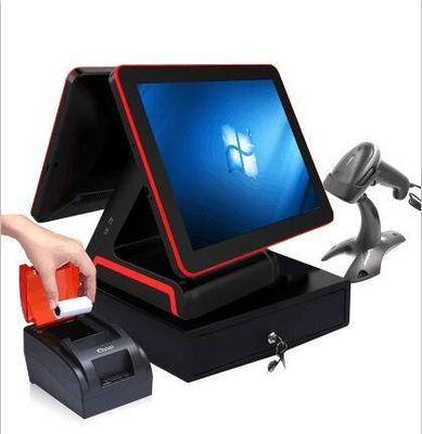 POS Terminal with 58mm Printer 128mm * 64mm Display and 3 Bills 5 Coins Cash Drawer